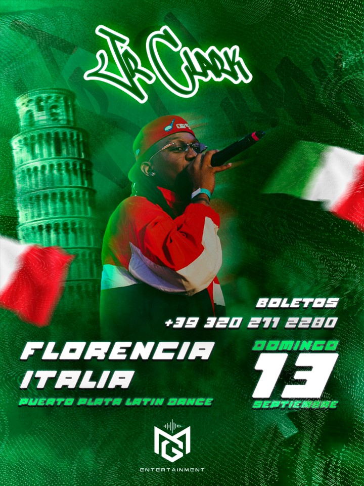 Flyer para la presentación de Jr Clark en Florencia, Italia