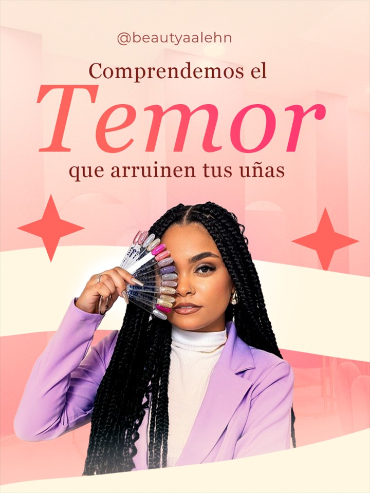 Publicación para salón de uñas con una especialista mostrando muestras de color