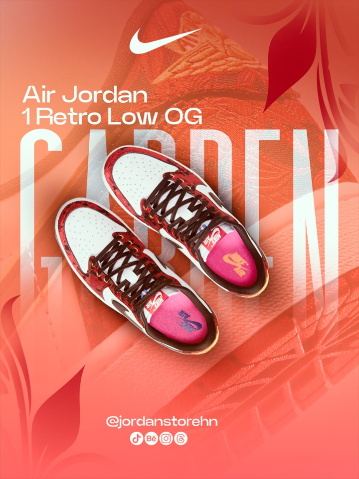 Vista superior de Air Jordan 1 Retro Low OG en tonos rojos
