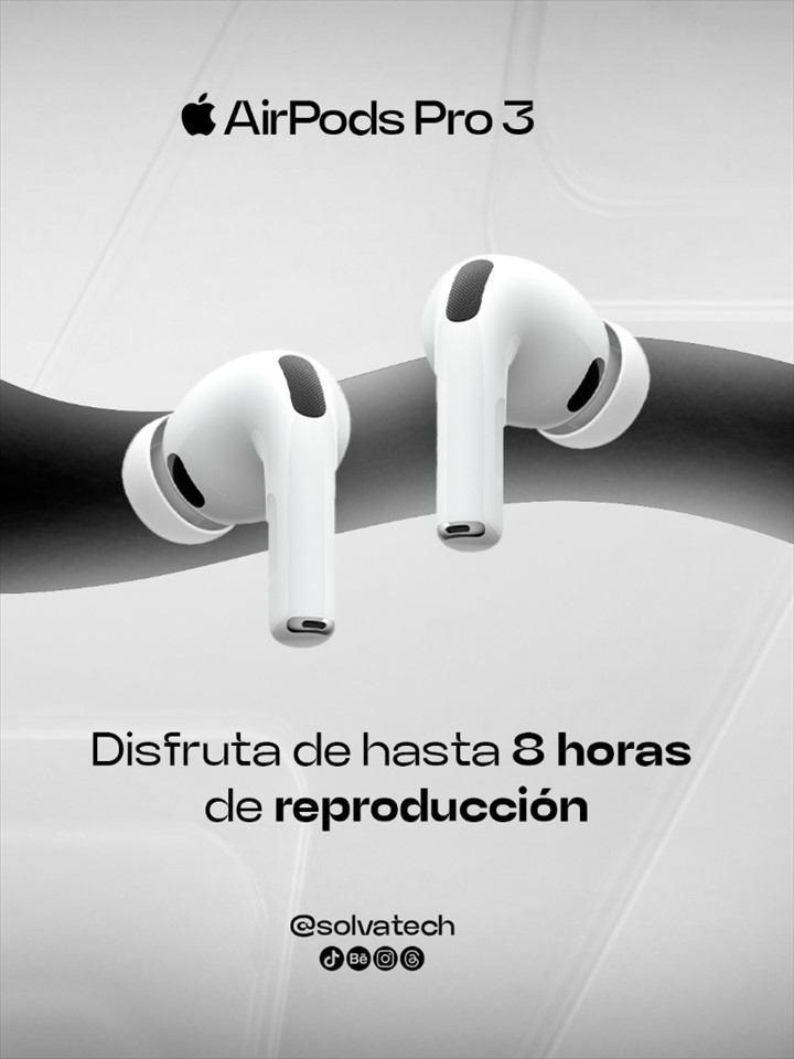 Anuncio de SolvaTech sobre las horas de reproducción de AirPods Pro 3